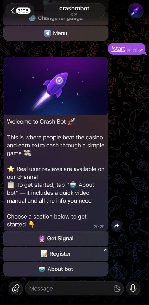 Crash Bot signal prediction